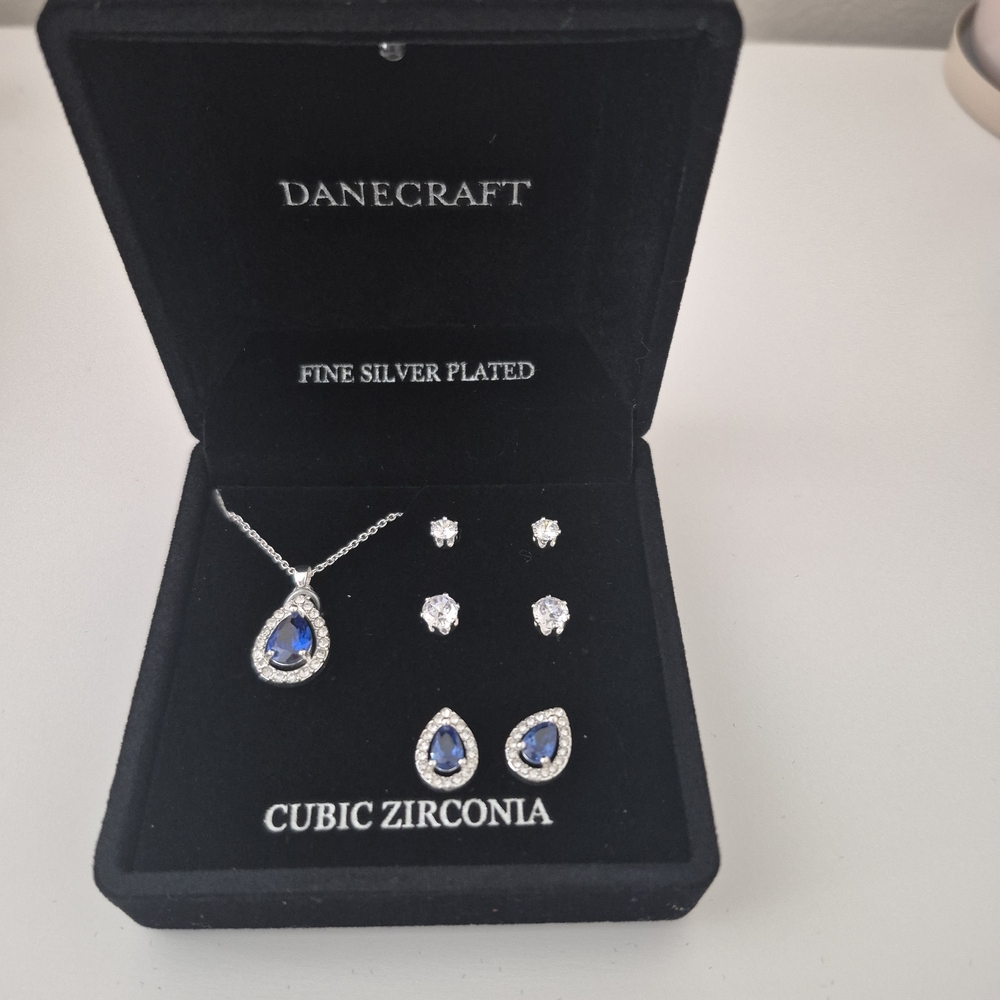 Craft Fine Silver Necklace with Blue and White Stones - Picture 2 of 8